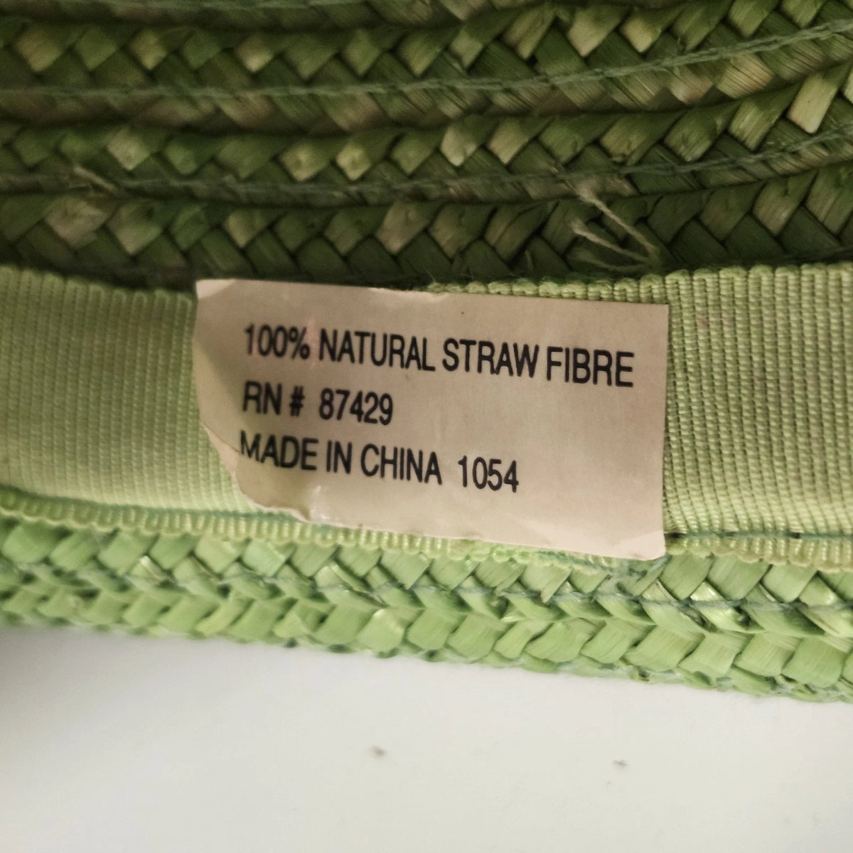 Green Natural Straw Sun Hat Women Rolled Brim Braided Round Crown Summer Garden