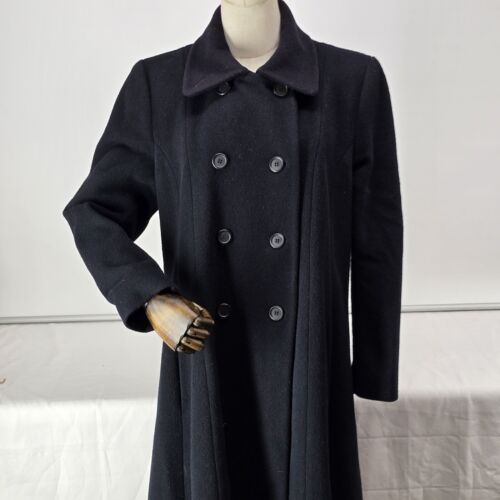 Women's Double Breasted Wool Oval Coat Buttoned Size 4 Long Classic Warm Jacket