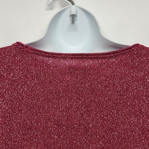 APT 9 Women's XL Glitter Knit Top Sparkly Magenta Long Sleeves Acrylic Sweater