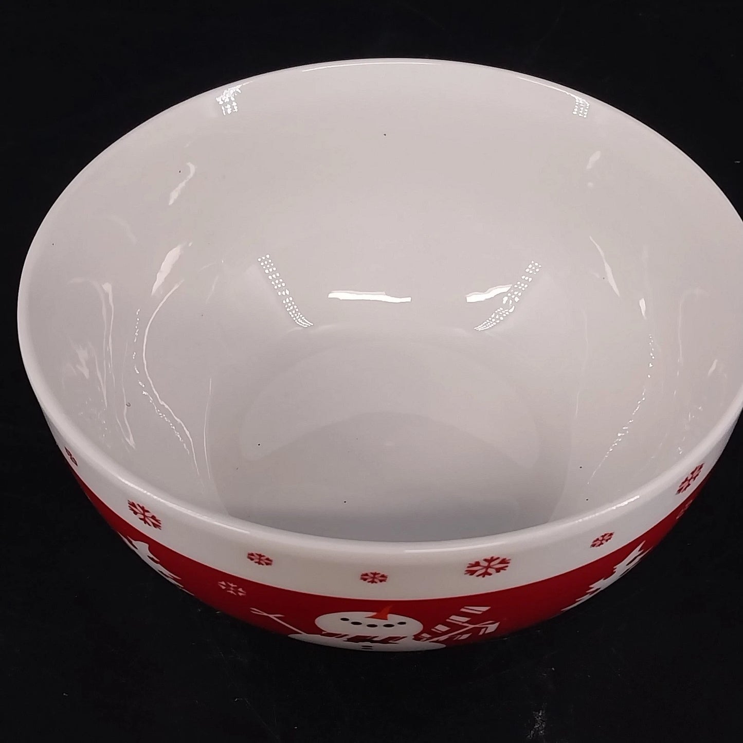 Trisa Snowman Christmas Tree Red White Stoneware Cereal Soup Bowl 6" China
