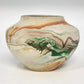Nemadji Pottery Vase 5.5" Natural Clay Green Orange Swirl Marbled Vintage USA