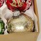 6 Mercury Glass Glitter Christmas Ornaments Marathon Franke East Germany Box Set