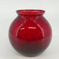 Anchor Hocking Royal Ruby Red Ivy Ball Vase 4" Round Solid Glass Decor Vtg USA