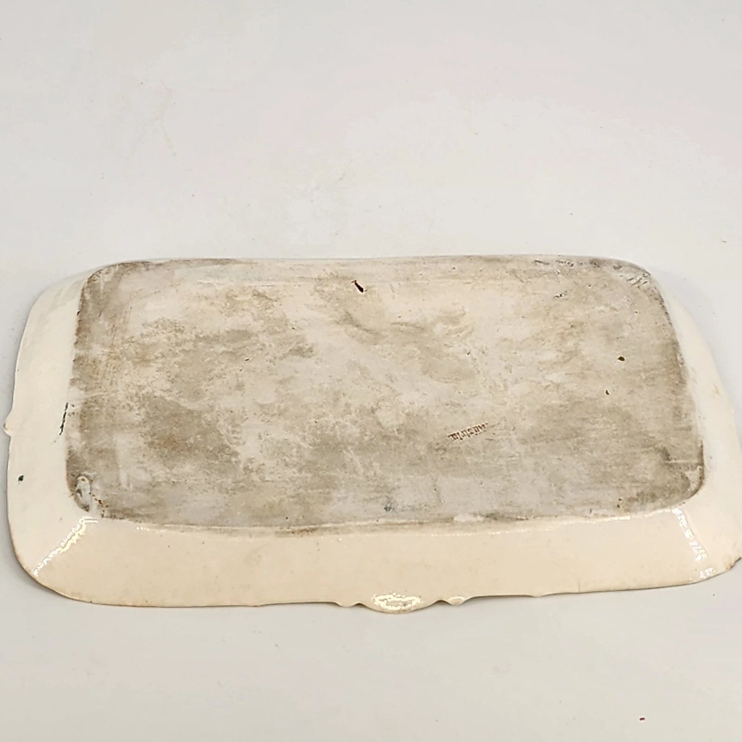 Antique Austrian Porcelain Dresser Vanity Set 5pc Green Lustre Orange Floral Vtg