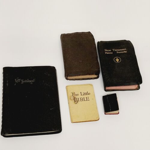 5 Bibles WW2 Miniature Little New Testment Psalms Proverbs Religious Books