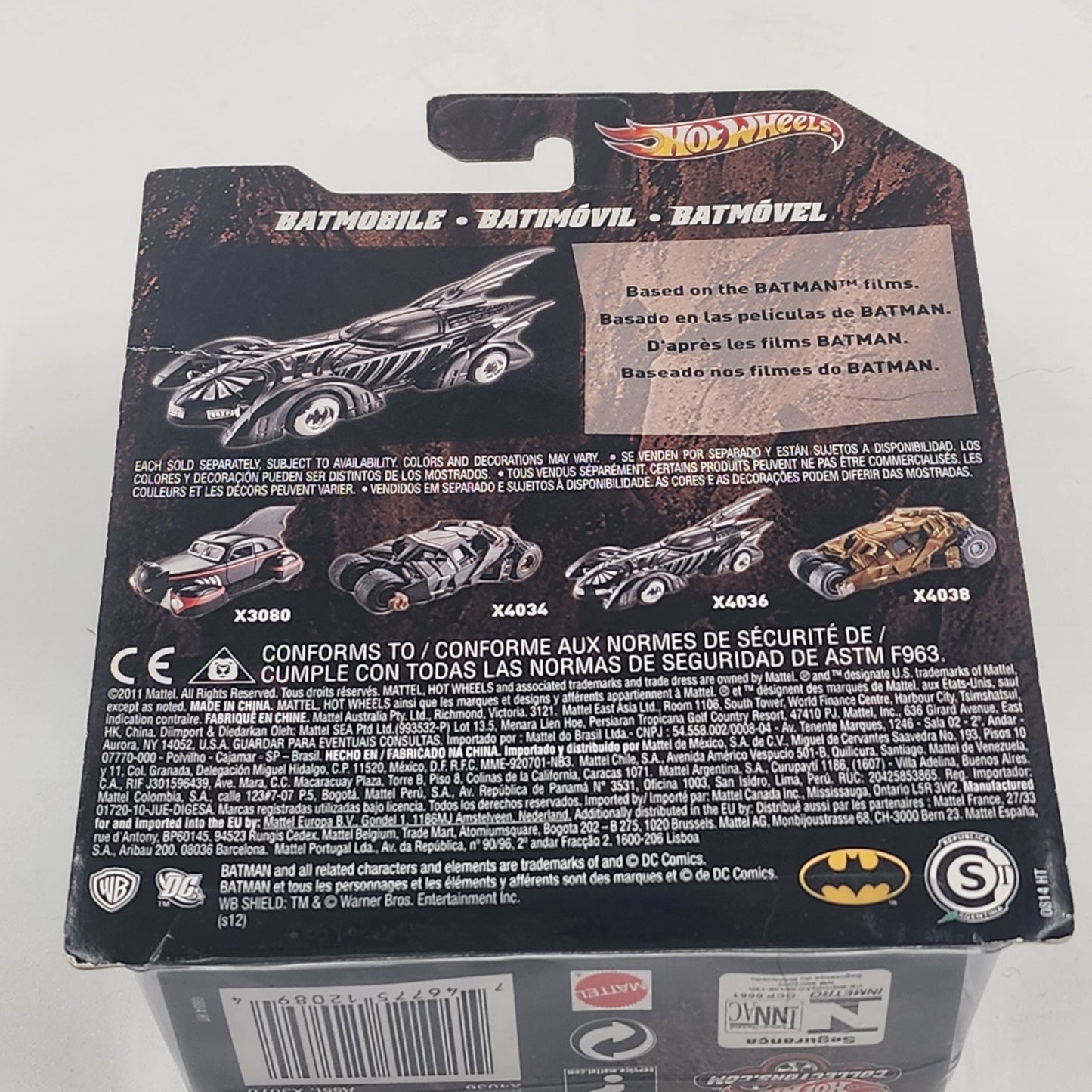 Mattel X4036 Hot Wheels Batman Forever Black Batmobile Sealed Collectible 2011