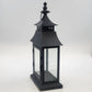 Candle Lantern 13" Black Metal Glass Rustic Farmhouse Hanging Pagoda /Tabletop