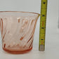 Fortecrisa Pink Swirl Ribbed Glass Cup & Saucer Set MCM Tableware Mexico Vtg