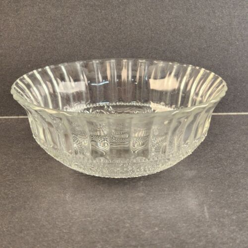 6 KIG Malaysia Fleur de Lis Pressed Glass Trellis Pattern 5¼" Round Bowls