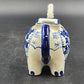 Vintage Blue & White Porcelain Elephant Teapot with Lid – Small Asian-Style Ceramic Tea Pot, Hand-Painted Floral Design