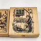 2 Wood Mounted Rubber Stamps Mountain Landscape & Barnyard Sheep Scene USA