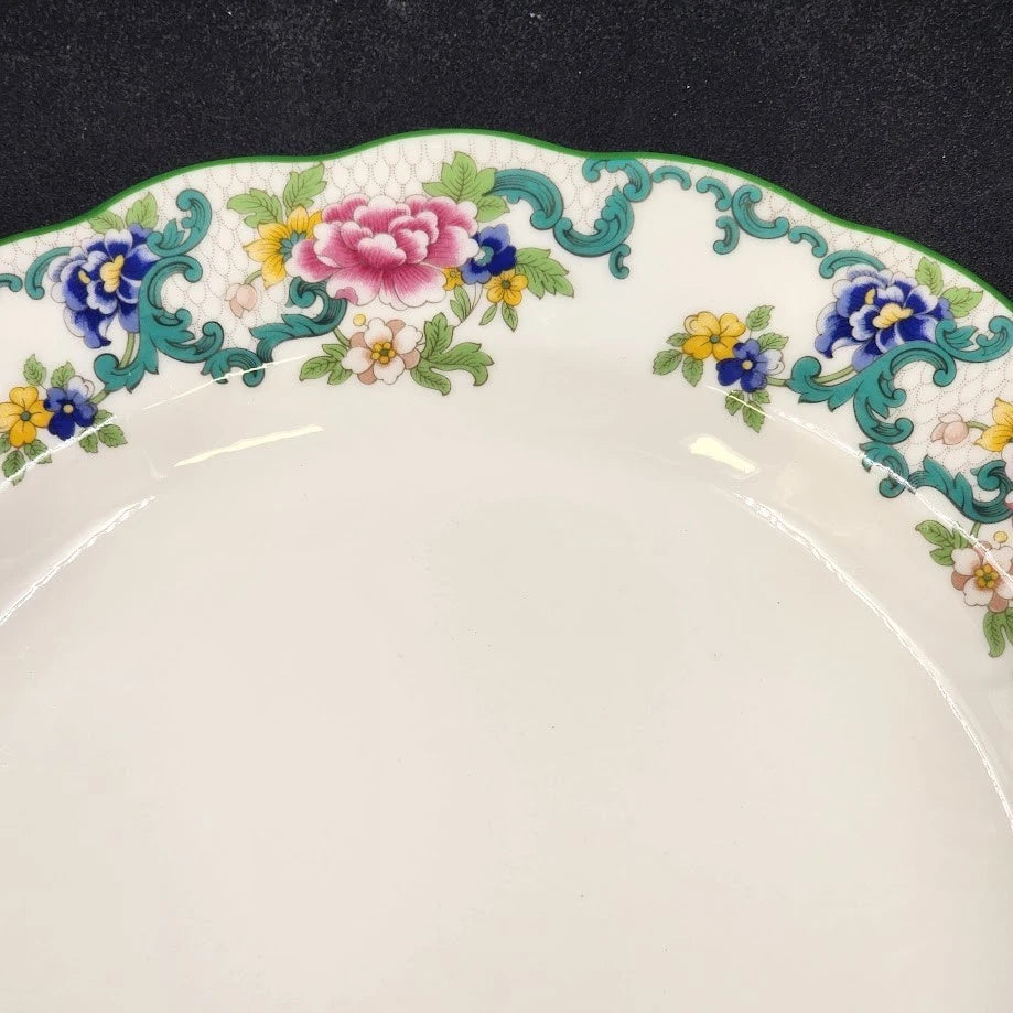 Royal Doulton Dinner Plate Floradora Green Trim Floral Fine China 10.5" England