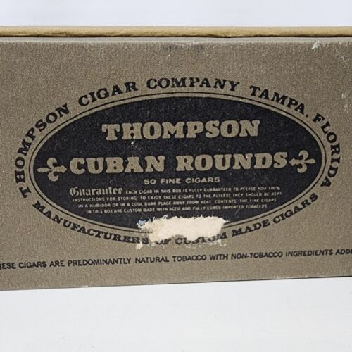 2 pc Thompson & Co Empty Cigar Box Rounds Cardboard Tampa FL 7 x 9