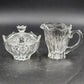 Gorham Crystal Lotus Pattern Creamer & Sugar Bowl with Lid Vtg Glass Set Germany