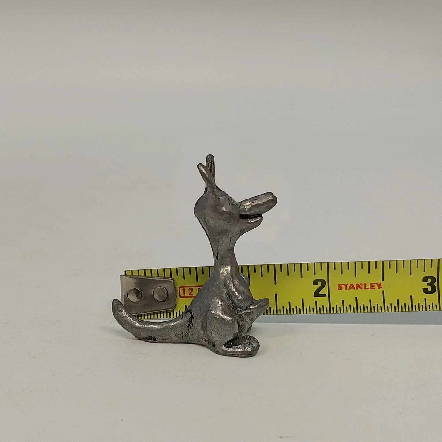 3Pcs Whimsical Pewter Giraffe Kangaroo Monkey Miniature Figurines Animal Vintage