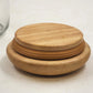 Clear Glass Storage Jar Teak Mushroom Wood Lid Airtight Rubber Seal 4"d x 4.5"h