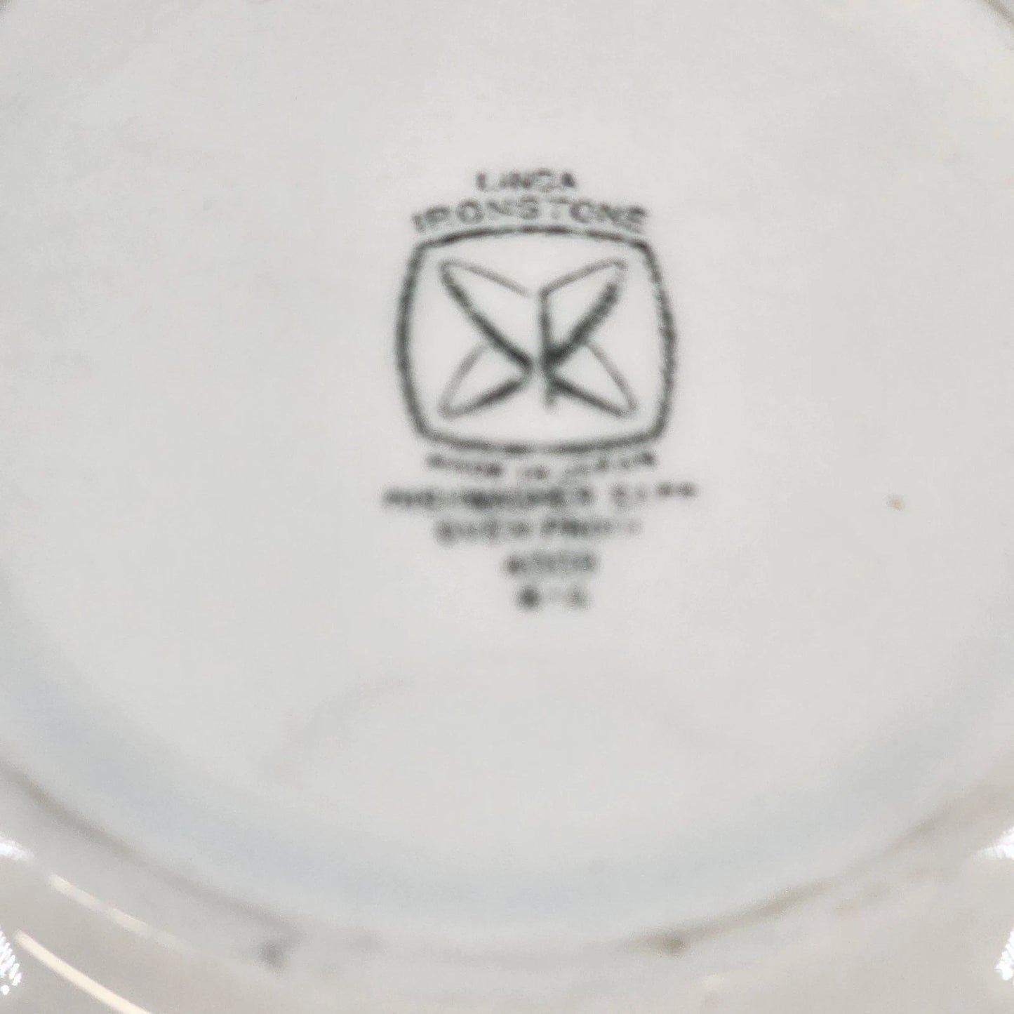 Linda Ironstone 4008 Cereal Bowl 3 Pcs Blue Top White Bottom 6.5" Utensil Marks