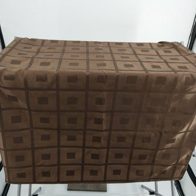 Brown Tablecloth 82" x 56" Old Square Polyester Fabric Double Block Pattern Tan