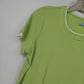SB Active Ringer T Shirt Women's Large Lime Green White Trim Short Sleeve Cotton