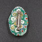 Murano Glass Style Floral Brooch Turquoise Oval Pin Brooch Multicolor Flower