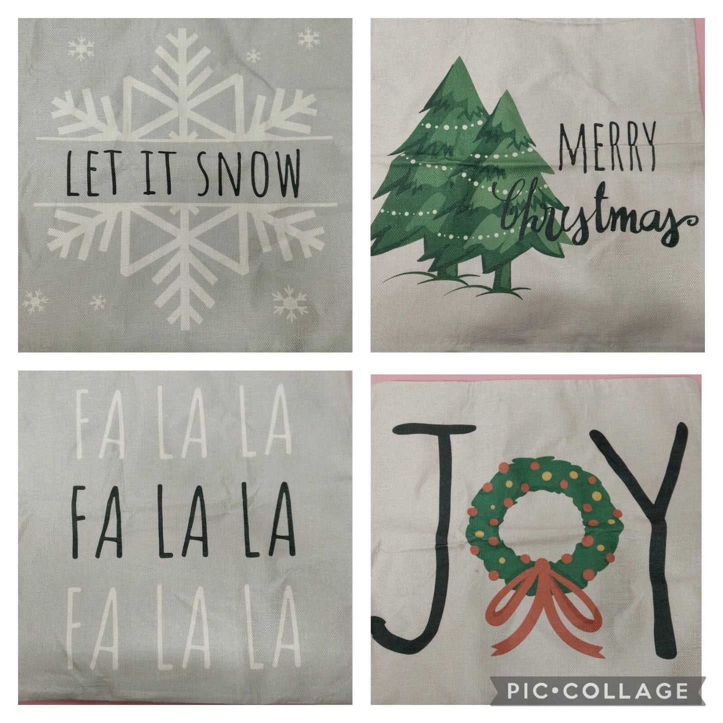 4 Pc Christmas Pillow Covers 18"x18" Holiday Cushion Covers Festive Home Décor