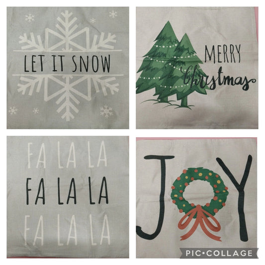 4 Pc Christmas Pillow Covers 18"x18" Holiday Cushion Covers Festive Home Décor