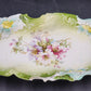 Saxe Altenburg German Green Porcelain Celery Dish 13" Floral Gold Gilt Antique