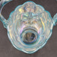 LE Smith Aqua Blue Stippled Glass Basket 6"w x 8.5" Applied Loose Handle AS IS