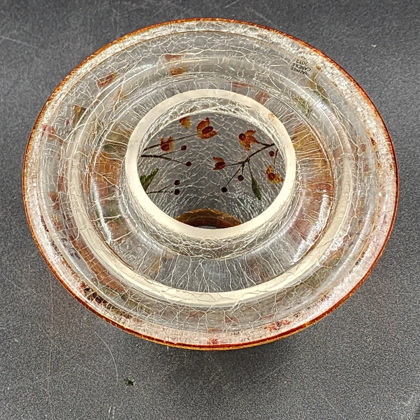 Yankee Candle Large Jar Shade Crackle Glass Pumpkin & Autumn Leaves Fall Holiday