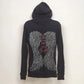 Sweet N' Kool Outfitters Hoodie Womens L Black Bedazzled Rhinestone Zip Up Goth