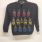Cullinane Black Silk Blend Sweater L Floral Embroidery Shoulder Pads Vintage