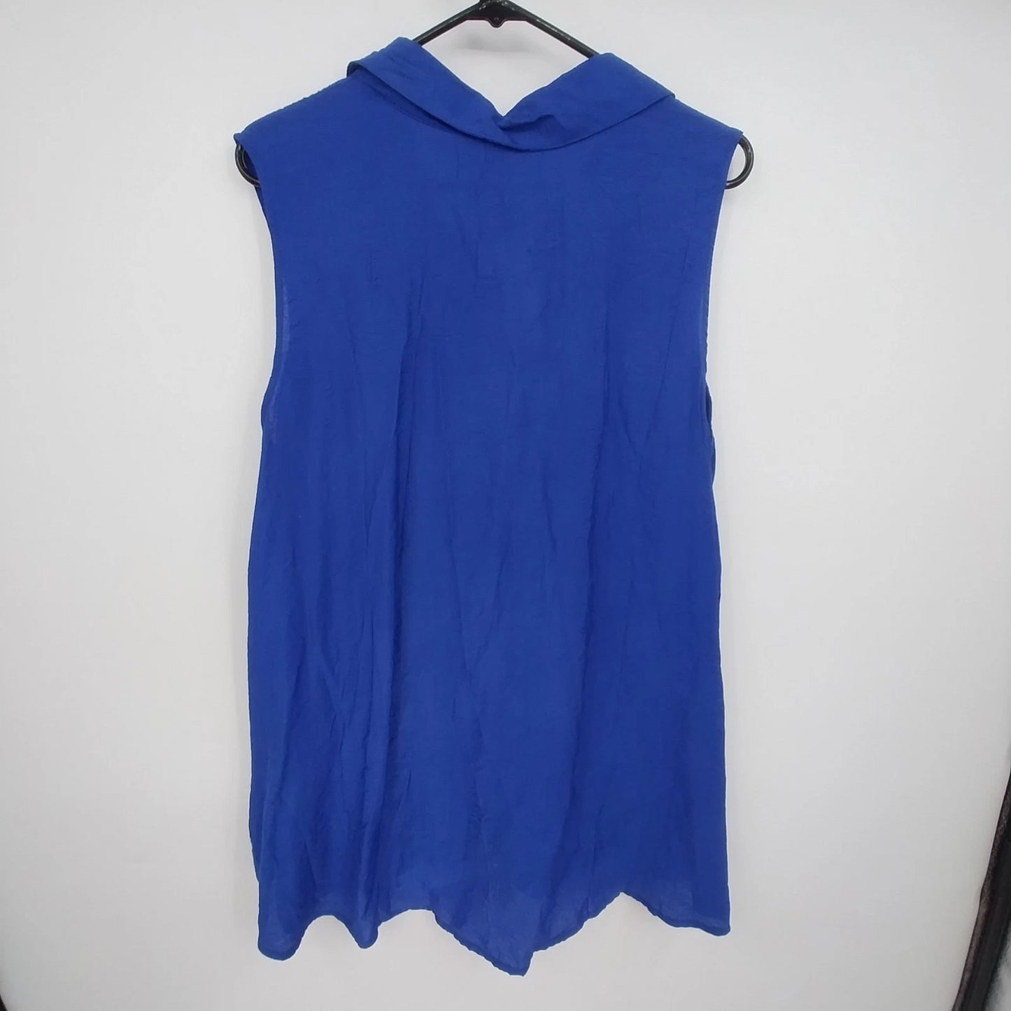 Roz & Ali Royal Blue Sleeveless Blouse Women 1X Collared Button Front China