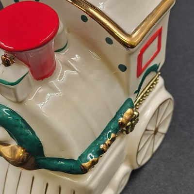 Mr Christmas Animated Ornament White Train Music Box w Rotating Inside 4" 2010