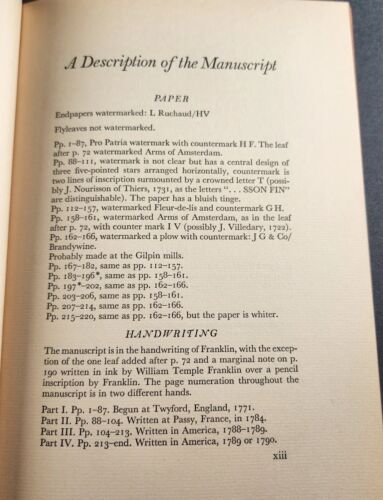 The Autobiography Of Benjamin Franklin 1951 Hardcover with Slip Case