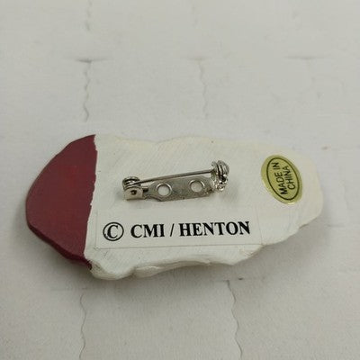 CMI/Henton Christmas Santa Claus Head with Red Hat Brooch Lapel Pin 2.25" China