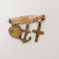 3 Pc Religious Jewelry Jesus Cross Pendant Pin Bracelet Vintage 1950s Era