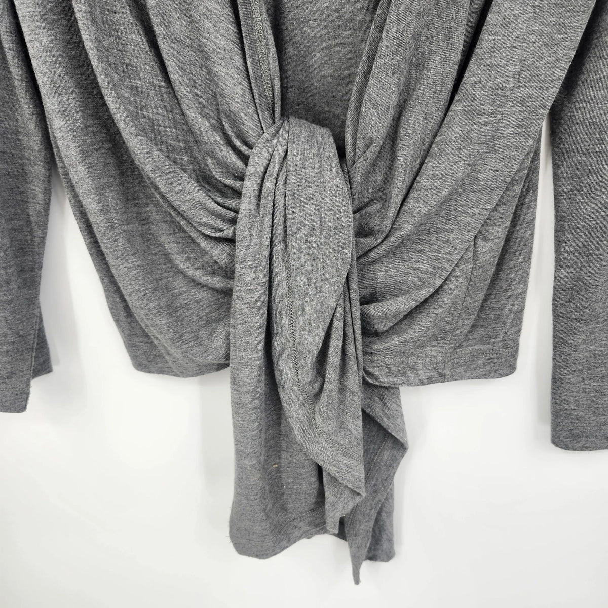 Attention Women’s L/G Gray Hooded Tie Front Cardigan Lightweight Draped
