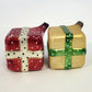 Czech Glass Christmas Present Ornaments Lot 5 Hand Painted Gift Box 1.5" Vintage