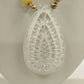Plunder Alexandra Necklace Gold Tone Chain w Pale Yellow Beads & White Pendant