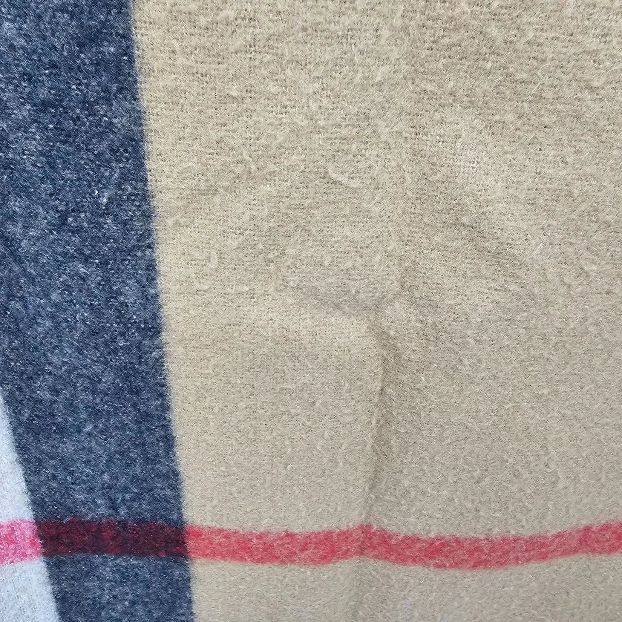 Oversized Blanket Scarf Tan Red Black Plaid Checked Shawl Wrap Fringe 27"x72"