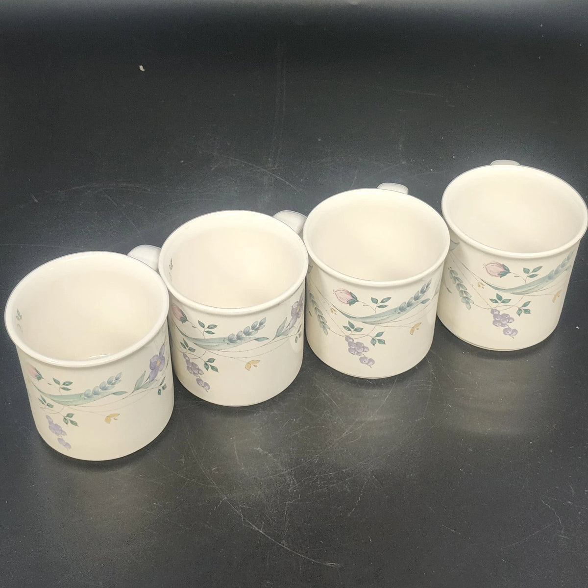 Pfaltzgraff April Floral Coffee Tea Mugs Cups Set of 4 Stoneware 3.25" USA