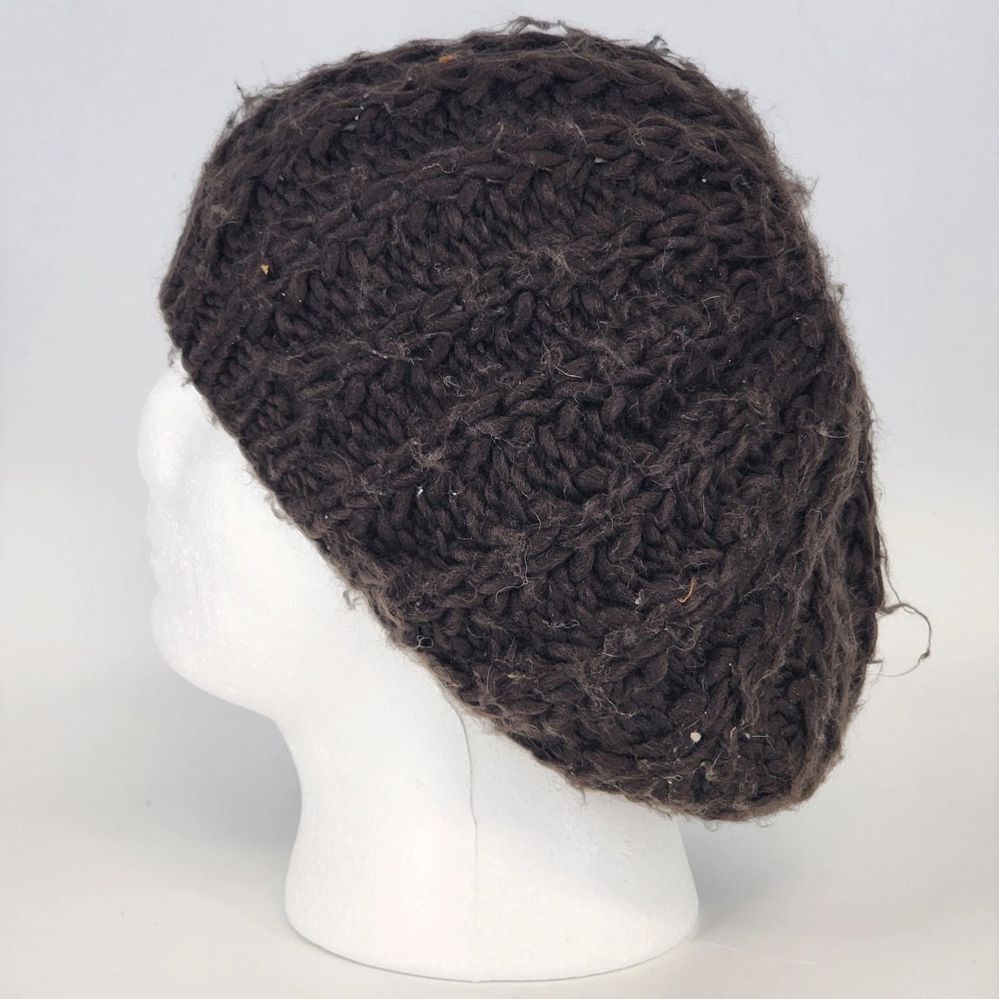 Knit Beret Women’s French Artist Hat Chocolate Brown Winter Beanie Slouchy Cap