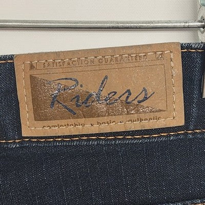 Riders Women's Dark Blue Denim Jeans Pants Size 14P High-Rise Straight Legged