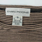 Evan-Picone Women's Long Sleeve Striped Knit Top Brown Black Crew Neck Small