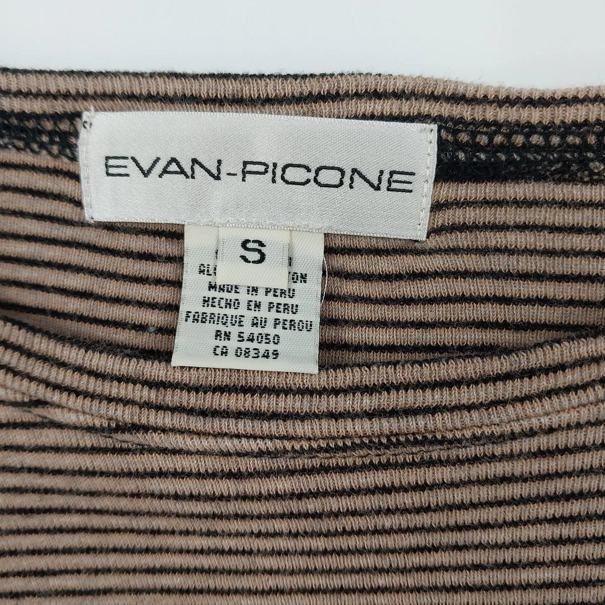Evan-Picone Women's Long Sleeve Striped Knit Top Brown Black Crew Neck Small