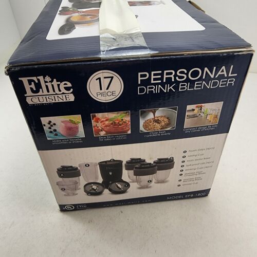 Elite Cuisine EPB-1800 Personal Blender 17 Piece Set New Sealed