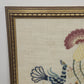 Framed Crewel Embroidery Tree of Life Peacock Floral Folk Art Signed KDC Vintage