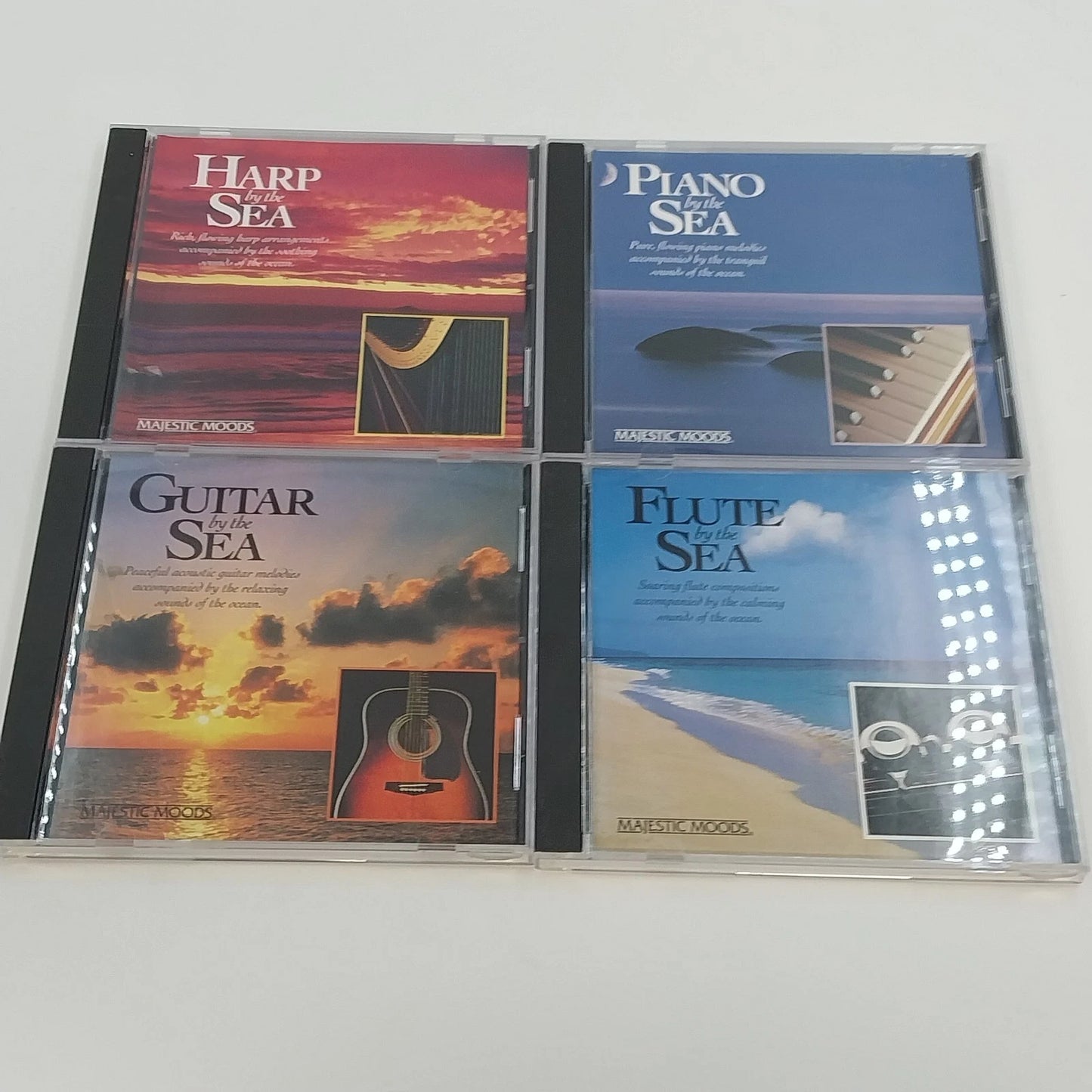 Majestic Moods By the Sea Harp Piano Guitar Flute 4 CD Lot Ocean Sounds