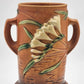 Roseville Pottery Two-Handled Freesia Pattern Terra Cotta Vase 126-10 USA 1945