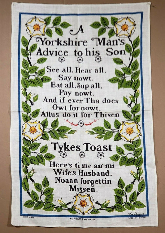 Ulster Weavers Irish Linen Tea Kitchen Towel Tykes Toast Yorkshire Man Advice